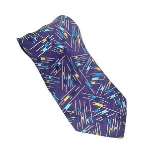 Vintage MONDO UOMO Mens Silk Neck Tie Purple Geometric Italy